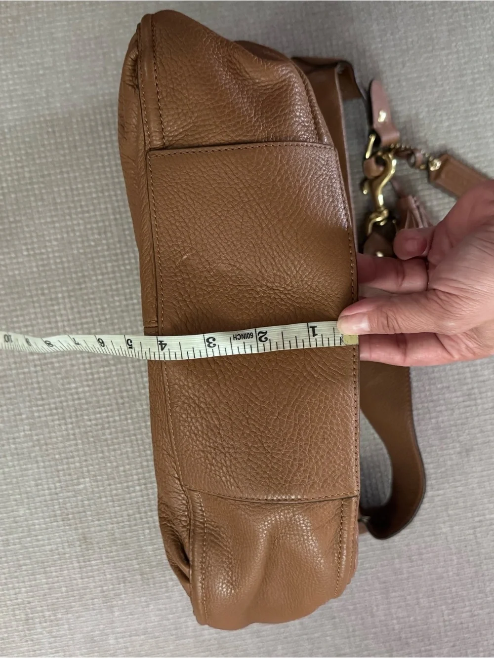 Coach Tan Pebbled Leather Hobo with Tassel